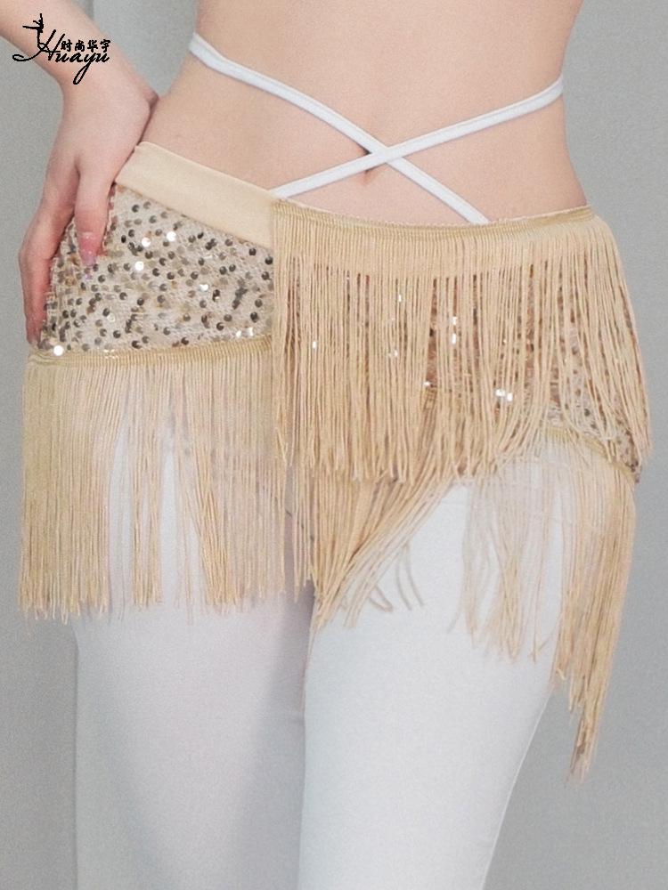 Belly Dance Sequin Tassel Hip Scarf for Stage Performance and Practice