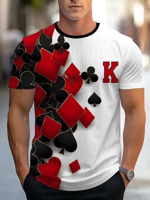 New 3D Poker King Pattern Casual Short Sleeve T-shirt Men's Comfortable T-shirts Streetwear