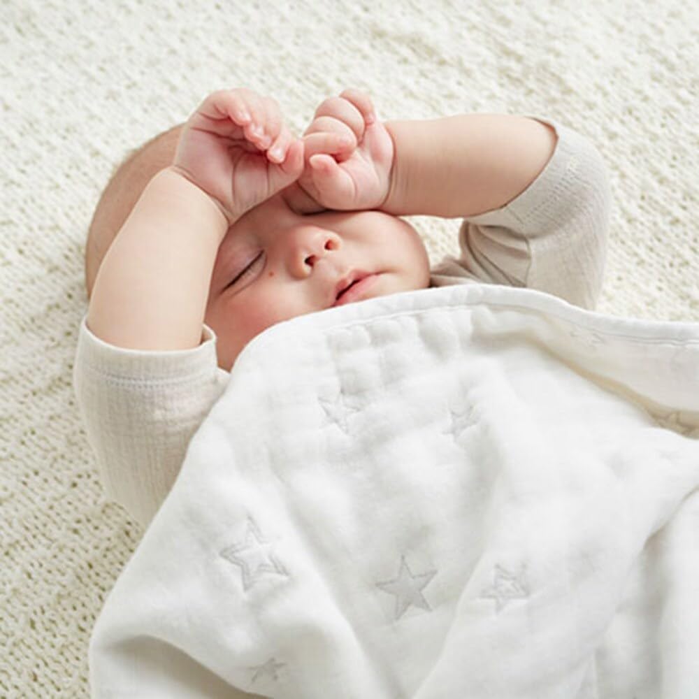 10mois Flauschige Gaze 90 x 110 cm (6-lagiger Mull) Decke, 100% Baumwolle, Silber, Mittel,