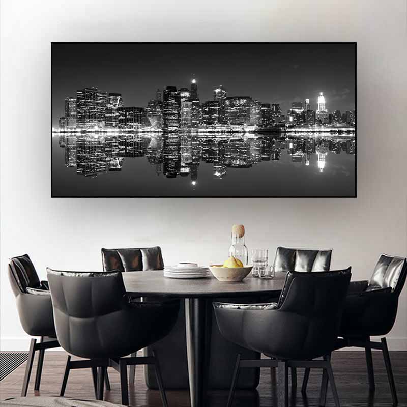 Toronto Skyline Landscape Wall Art Posters and Prints Alb-negru Toronto City View Canvas Painting Art Pictures Home Decor