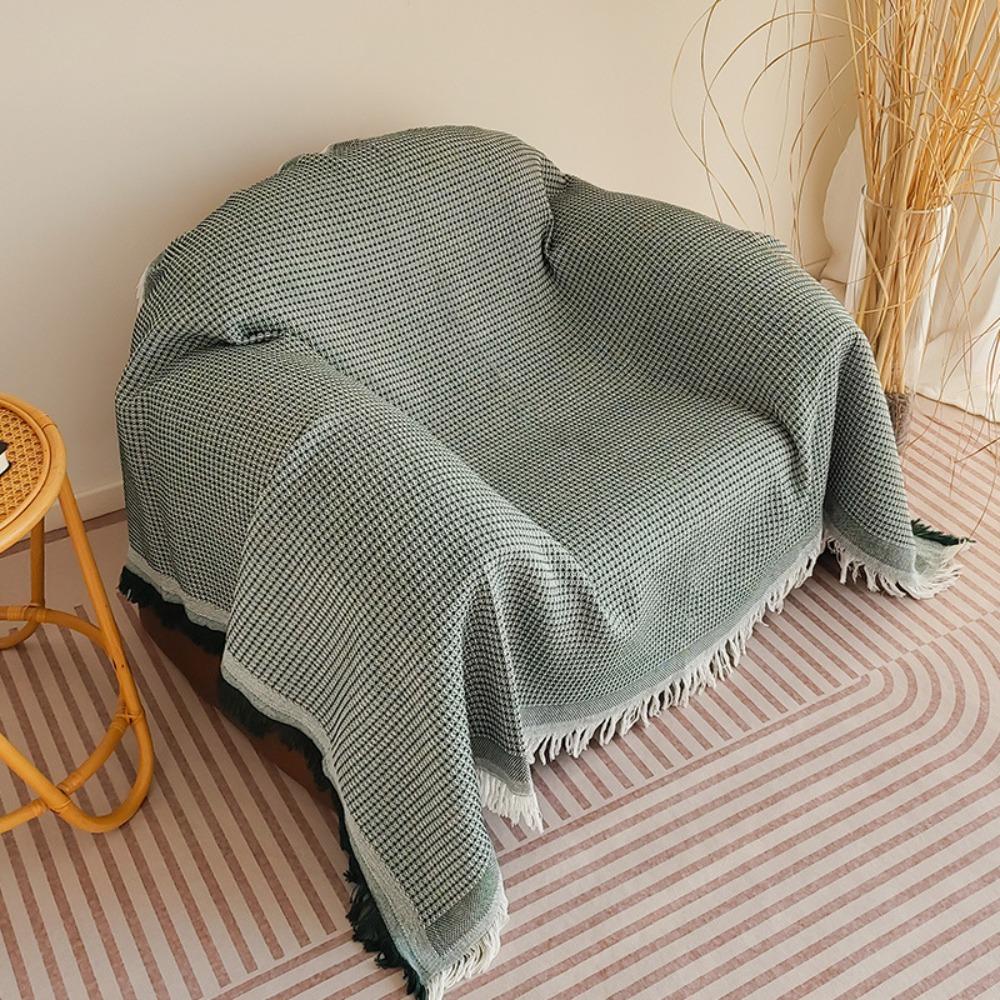 Minimalist Single Sofa Throw Blanket American Farmhouse Style Solid Color Dustproof Full Coverage Sofa Cover