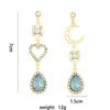 Baroque Moon Hollow Love Blue Water Drop Earrings Versatile Earrings
