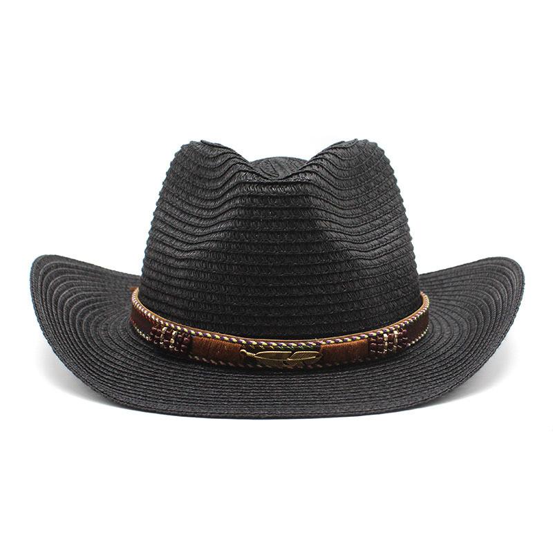 Western Cowboy Straw Hat Sun Protection Wide Brim Gift For Men And Women
