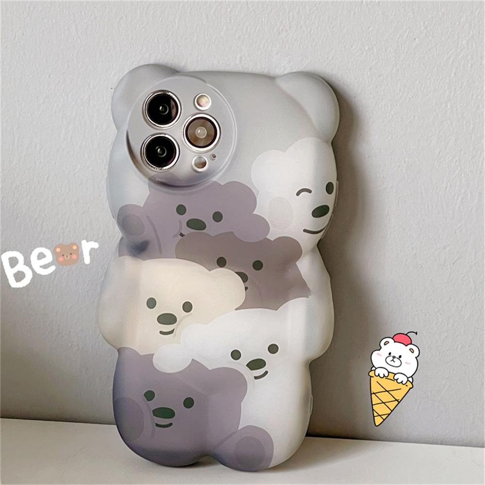 Ins Japan Cute 3d Cartoon Bear Flower Phone Case For Iphone 13 12 11 Pro Xs Max X Xr Cartoon Animal Shockproof Soft Back Cover