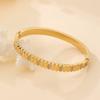 Geometric Vintage Stripe Rhinestone Titanium Steel Bracelet Women Gold Tone Stainless Elegant Jewelry Accessory