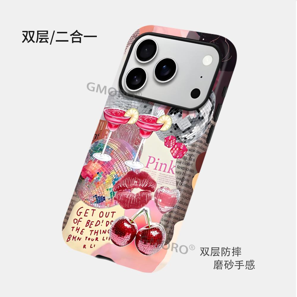 Hot-selling Splicing Illustration Mobile Phone Case Iphone15plus Film Two-in-one Apple 16 Matte Protective Case