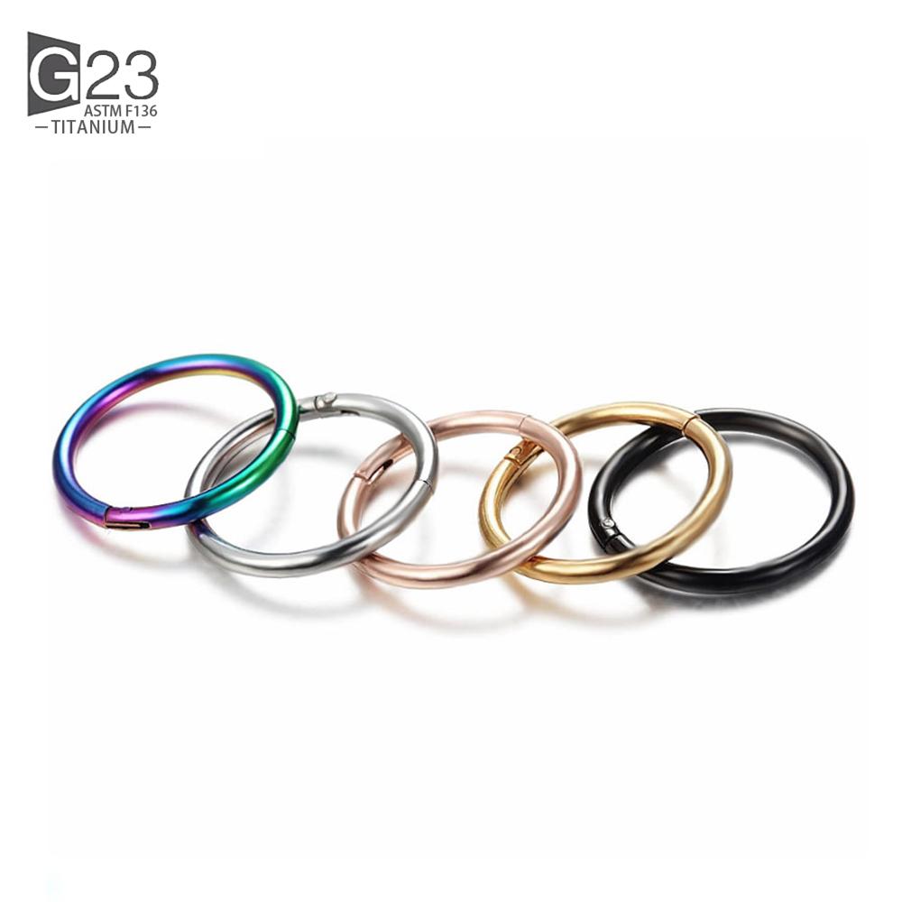 10pcs/50Pcs G23 Titanium Nose Piercing Hinged Segment Hoop Ring For Women Men Septum Clicker Ear Helix Earring Piercing Jewelry