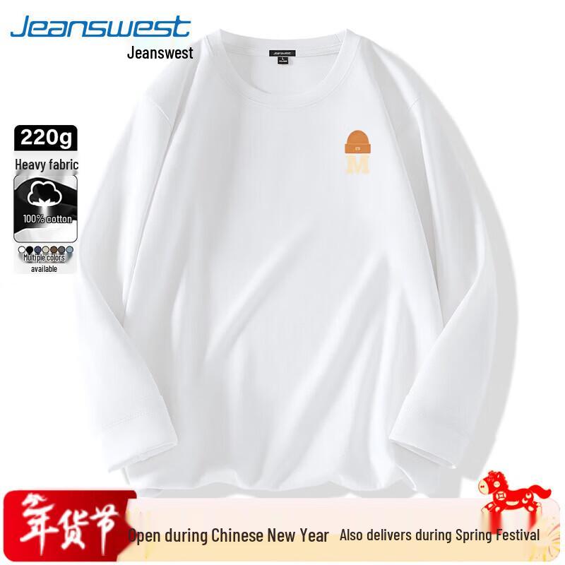 Jeanswest Men's Loose Fit Long-Sleeve Cotton T-Shirt