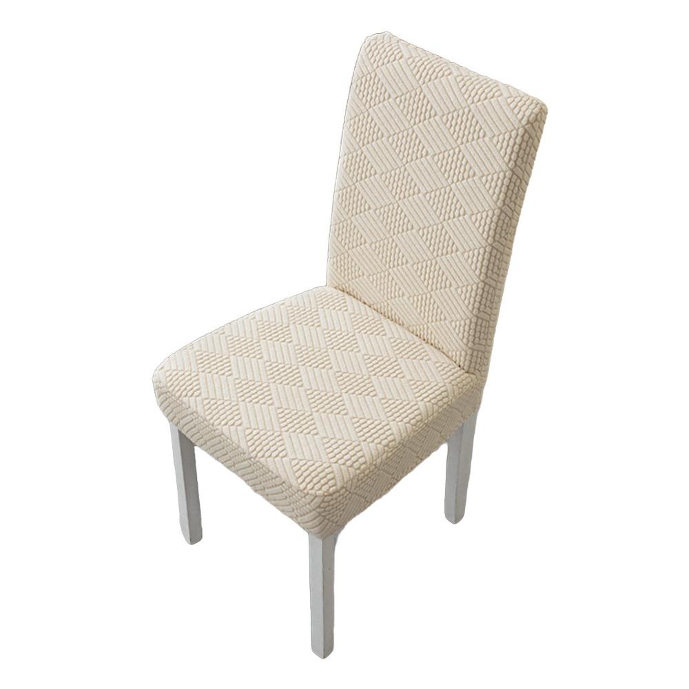 Long Checkered Dining Chair Cover Elastic Stretch Waterproof Seat Covers Solid Color Polar Fleece Jacquard Chair Cushion Cover