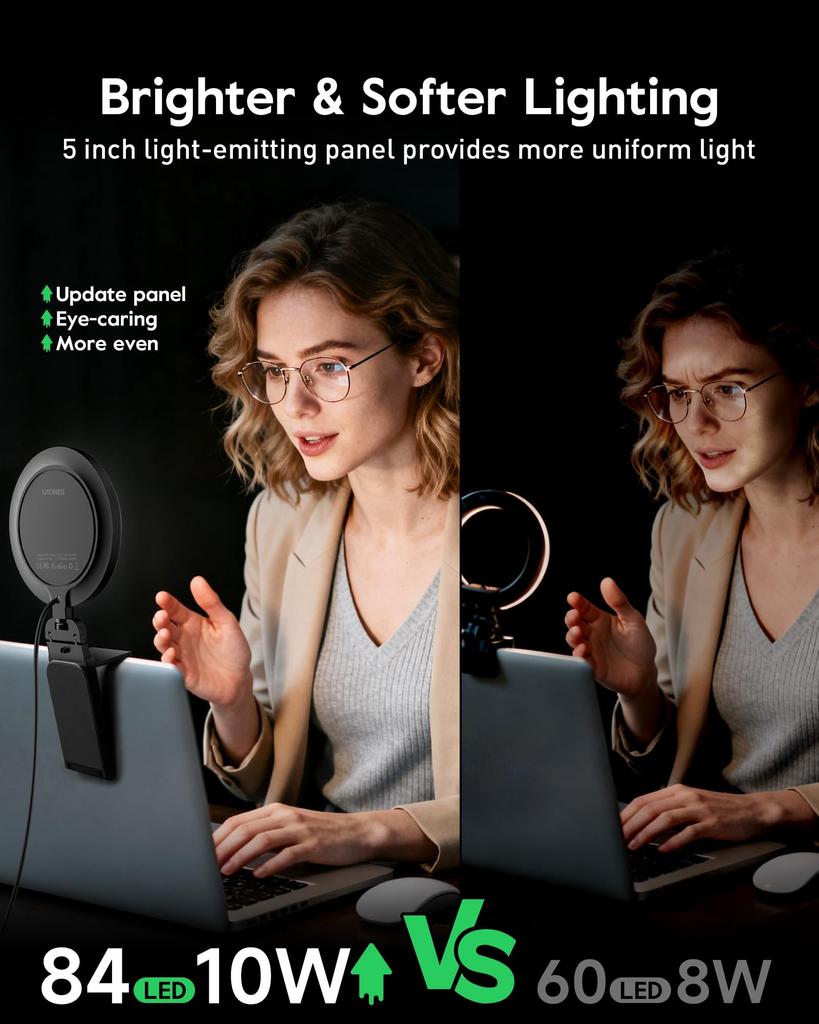 LitONES Compact Handheld Ring Light with Ideal for Computer Actress Monitor CRI High 50 Color Remote Work Tabletop Reading Tripod USB Ideal for Online