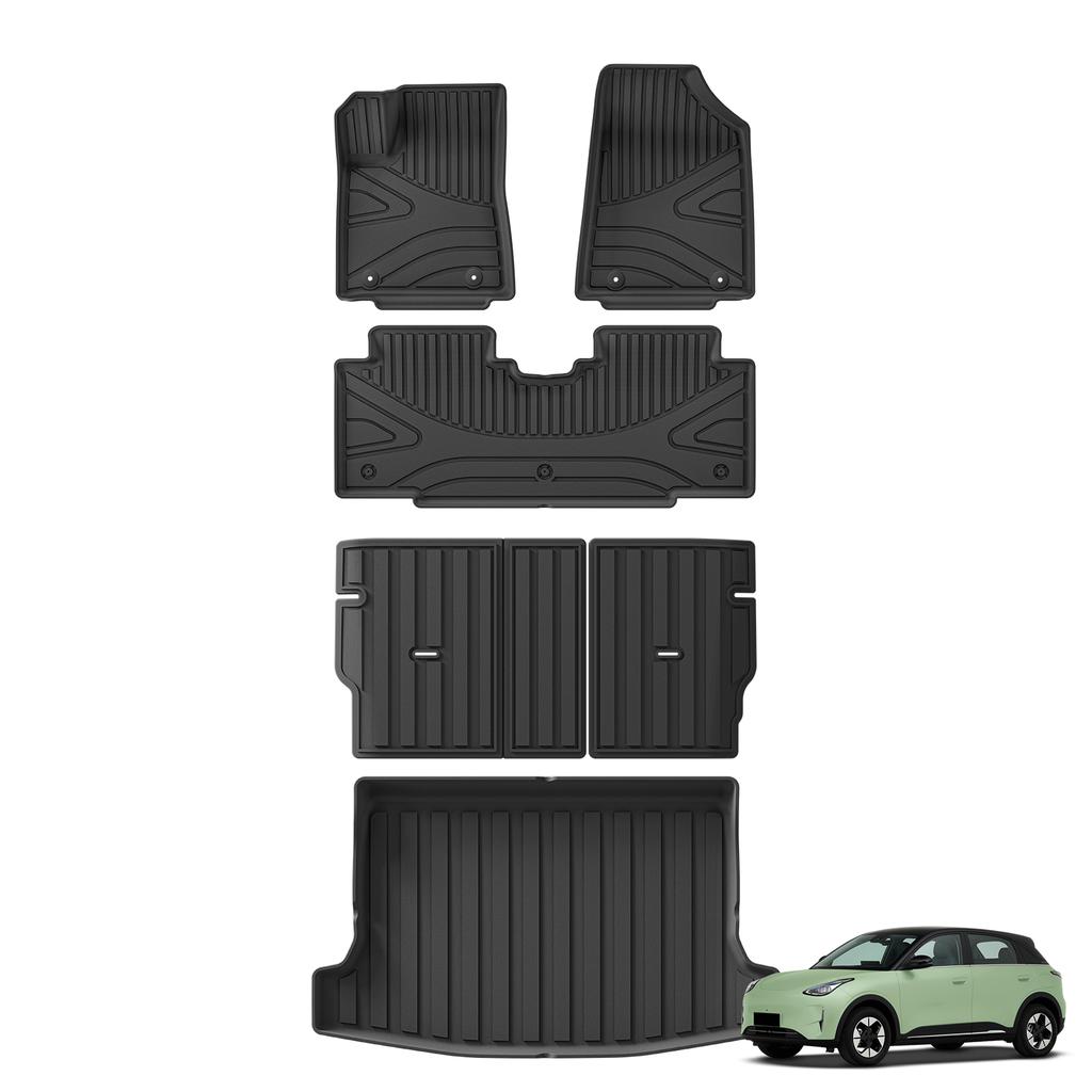 LUCKEASY Left Drive for Geely Xingyuan/EX2 2025 2026 TPE 3D Car Floor Mats Cargo Liner Trunk Pad Black Waterproof Accessories