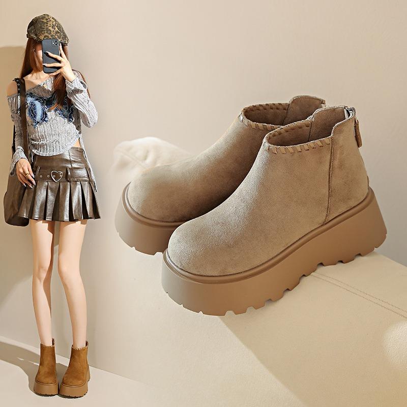 Thick-soled Martin Boots Women's Autumn New Heightening Short Boots Niche Design Versatile Boots
