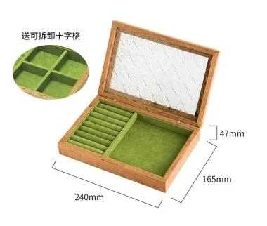 

BEPAN Glass dust clamshell jewelry Solid wood storage box Necklace earrings bracelet ring Wooden jewelry box