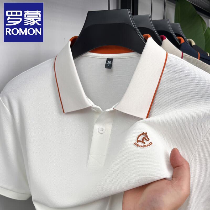 Romon Men's Cooling Breathable Bamboo Fiber Polo Shirt