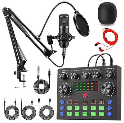 V8S Live Sound Card Podcast Equipment Bundle,with Microphone Set Device,Music/Recording Live Streaming For DJ Disco Device