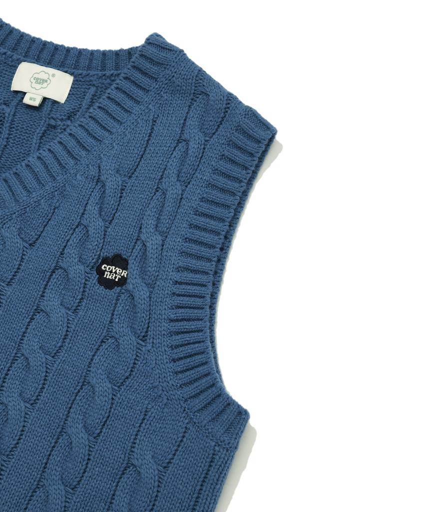 COVERNAT WOMAN Cable Knit Vest Blue