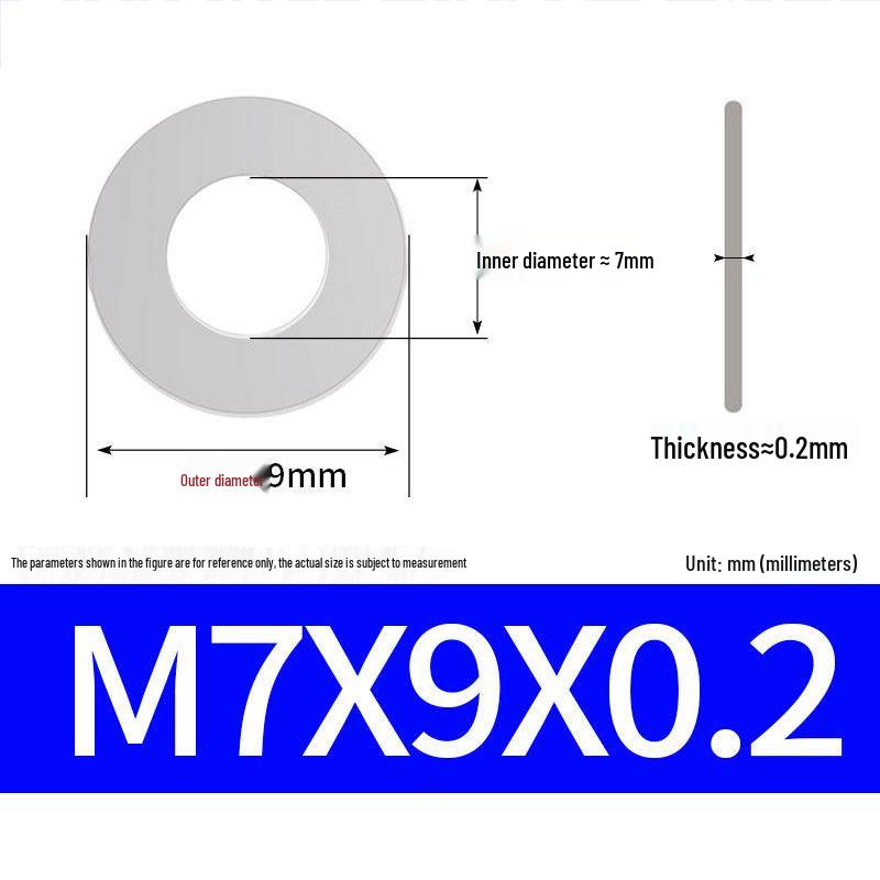 304 Stainless Steel Ultra-Thin Flat Washer, Thickness: 0.1/0.2/0.3/0.4/0.5 Mm, Sizes M1-M8