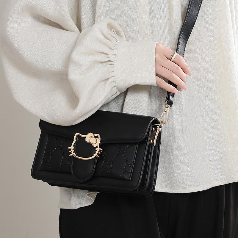 New Sanrio MESUCA/Mesuka Hello Kitty Synthetic Leather Shoulder Bag, Crossbody Bag, Small Square Bag Women's HHF24980