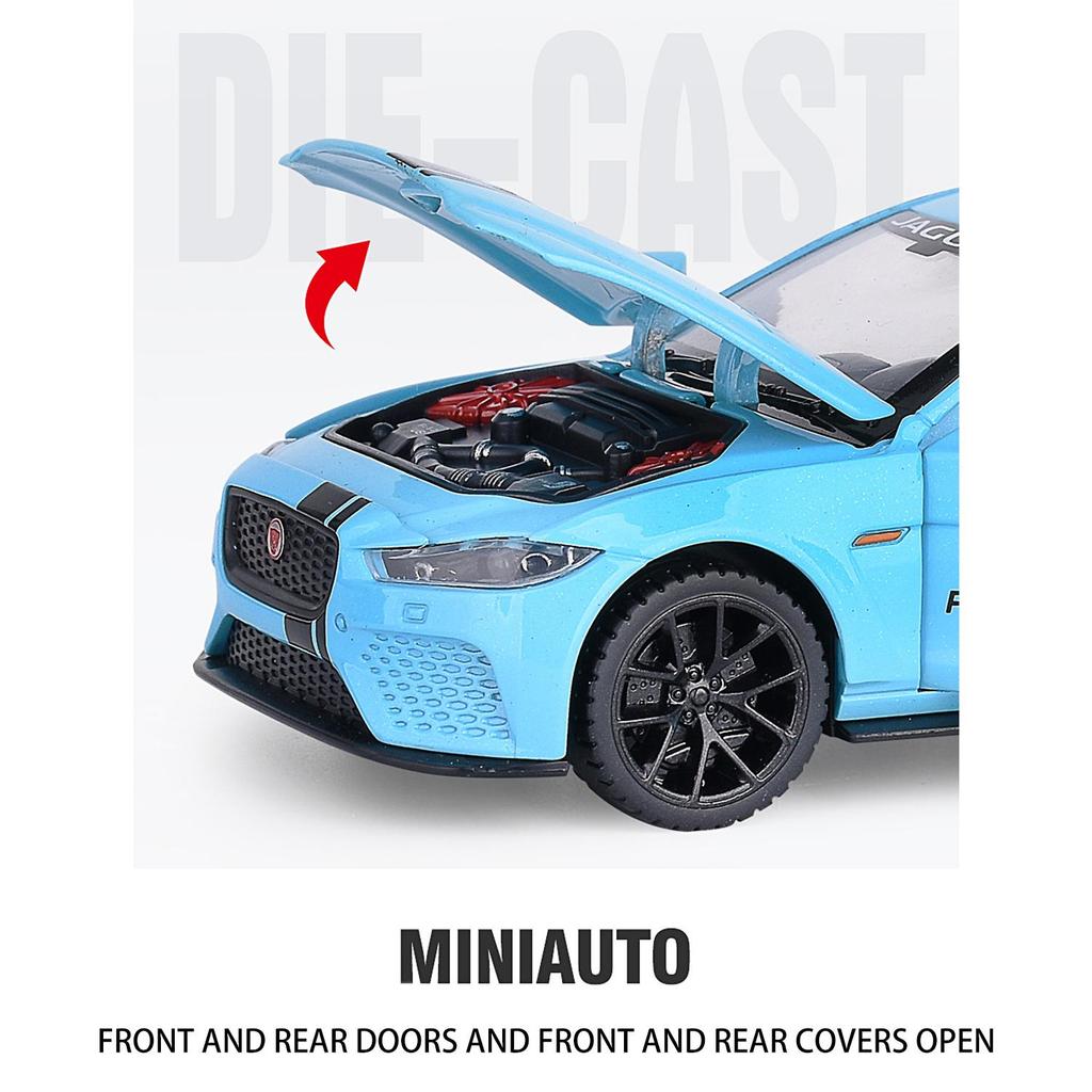 Maßstab 1:32 Jaguar Sport-Druckgussauto-Modellspielzeug, zurückziehbares Spielzeugfahrzeug mit Ton und Licht für Kinder, Kleinkinder, Jungen und Mädchen, Geschenkkollektion