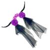 Devil Horn Flower Headband with Veil Cosplay Costume Hairband Dark Series Hairhoop Day of the Death Hairband for Women