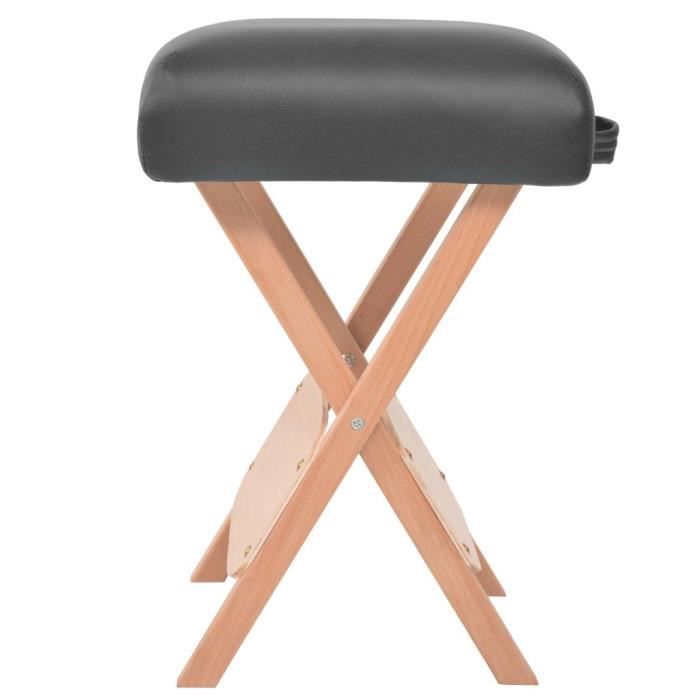 VidaXL Tabouret de massage pliant avec siège 12 cm d'épaisseur Noir