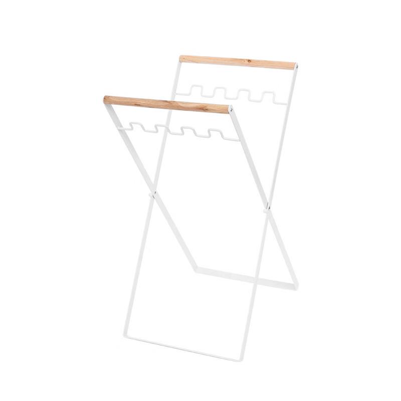 Foldable Outdoor Camping Trash Rack with Wooden Handle