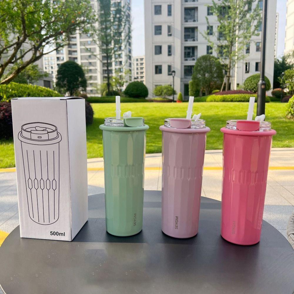 Simple 500ml Hot Cold Water Bottle Leak-proof Double Layers Student Bottle 304 Stainless Steel Insulated Cup For School Office