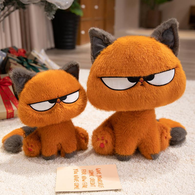 25CM Novelty Cute Orange Cat Plushie Soft Stuffed Doll Kawaii Creative Cartoon Stuffed Animals Toys Kid Birthday Halloween Gifts