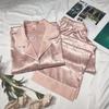Girls' Faux Ice Silk Pyjamas Ladies' Long-sleeved Lace Green Premium Feeling Two-piece Set of Sweet Loungewear Love Blue Cloth