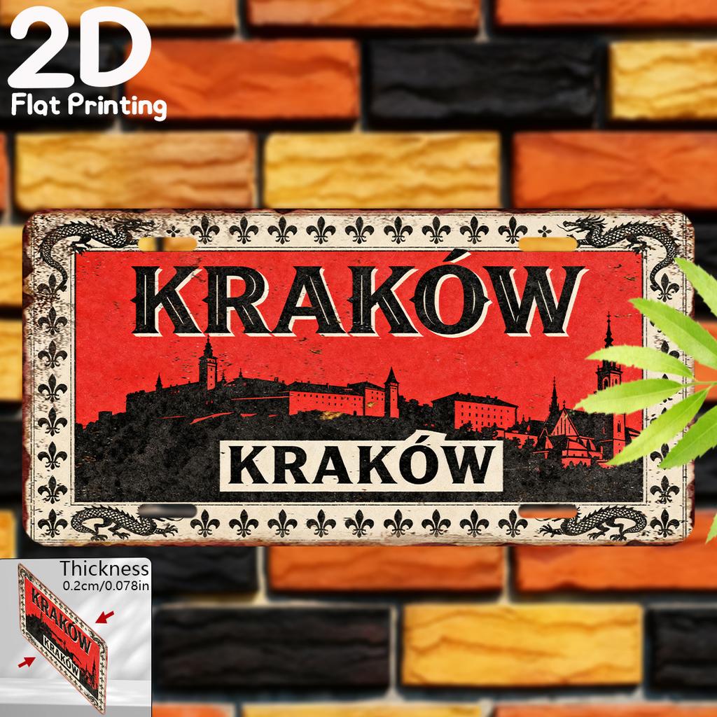 D-Dur pc Vintage Krakau Polen Metallwandplakette Retro Polnisch Geeignet für Polen Sammler Aluminium Retro Krakau Stadt