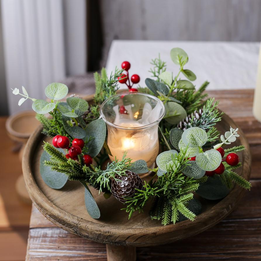 Christmas Wreath Premium Table Centerpiece Decorative Ring High Quality Scented Candle Ring For Dinner Setting Kitchen Christmas