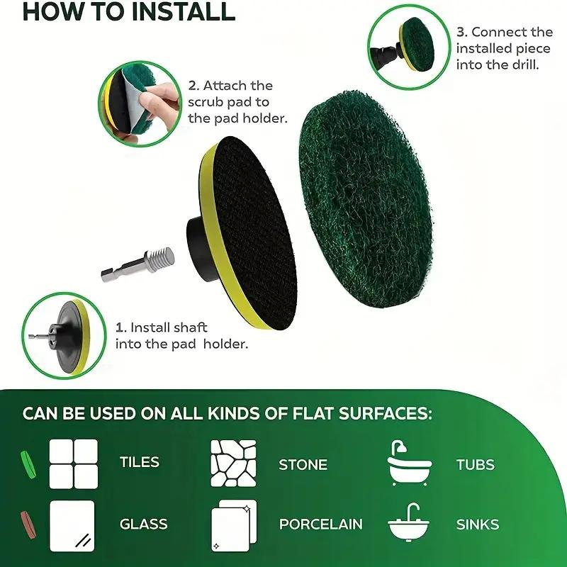 8 buc. perie de găurit electrică de 4 inci Tampoane de frecat Mașini de găurit electrice Scrubber Perie de curățare Kit de instrumente pentru curățarea cuvei Perie de praf