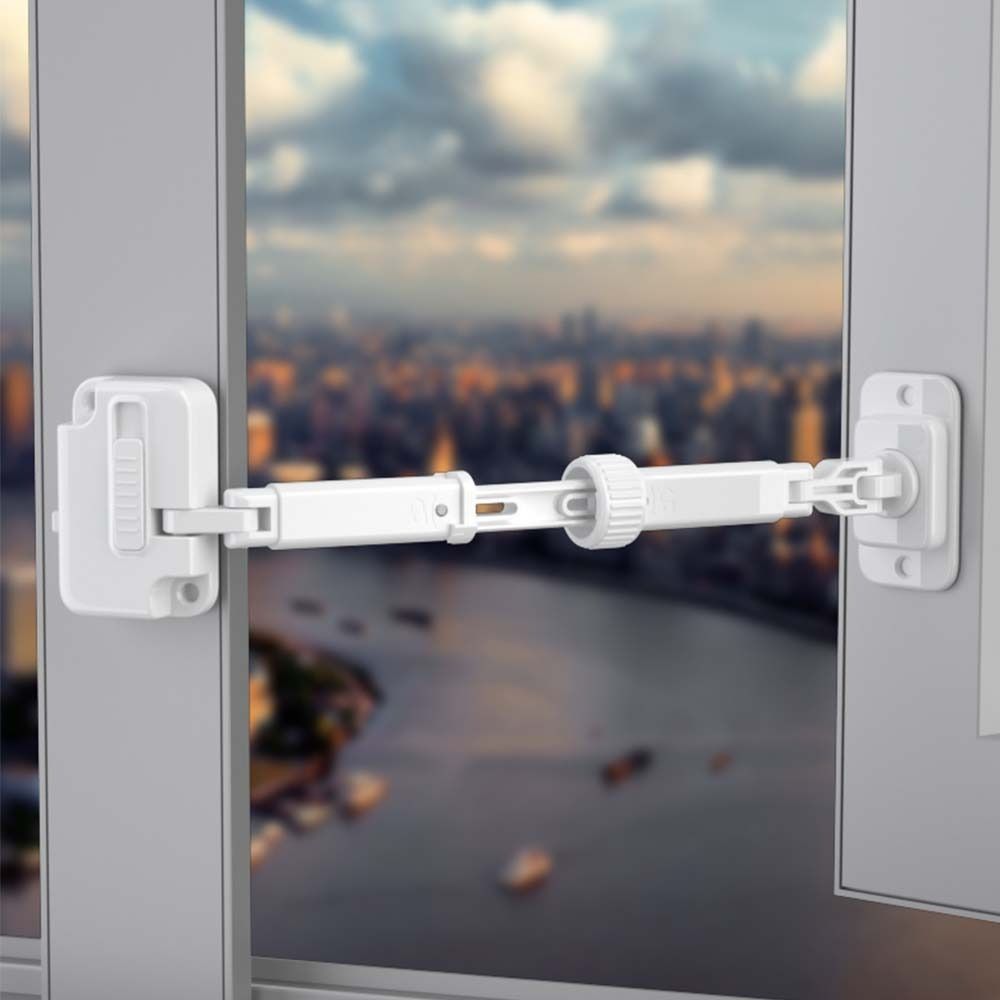 No Punching Window Lock Adjustable Window Restrictor Falling Prevention Locks Limiter  Home