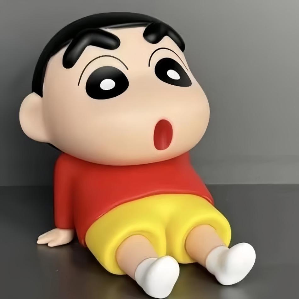 Kawaii Crayon Shin-Chan Figures Phone Holder Anime Desktop Ornaments Cartoon Watching TV Phone Support Cute Doll Decorations