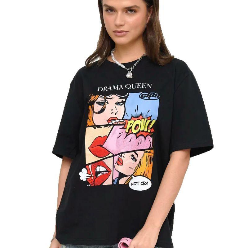 Western Style New Fashion Casual Loose round Neck Print Cotton T-shirt Top Loose Printed T-shirt