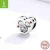 S925 Sterling Silver Warm Family Bracelet Beads, Thanksgiving Heart Oil Drip Beads Bsc237