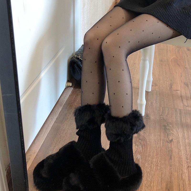 Chaussettes molletonnées chaudes épaisses pour femmes, automne et hiver, avec de jolis mollets en peluche