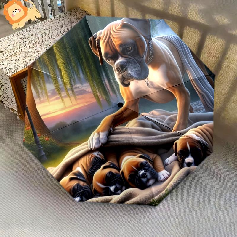 1PC Cute Dog Pet Puppy Umbrella Portable Folding Umbrella Iron Frame Hole Bone Structure Outdoor Home Umbrella A11