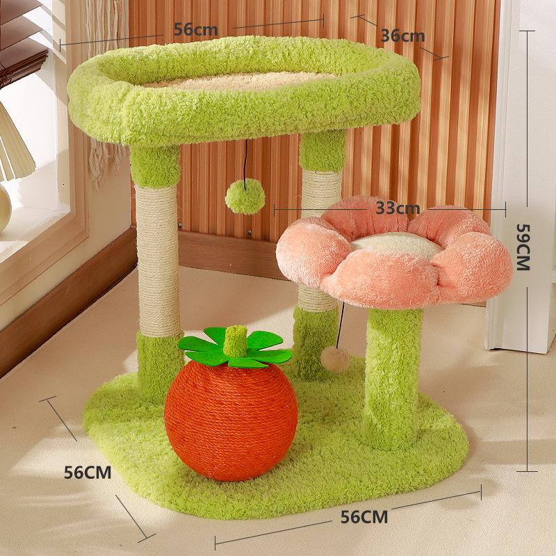 Kompaktowy transgraniczny drapak dla kota: Duże drzewko dla kota ze zintegrowanym legowiskiem, konstrukcja oszczędzająca miejsce, styl zagraniczny