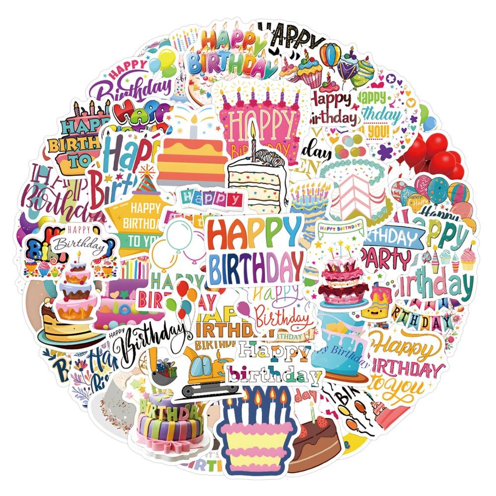 55Pcs Happy Birthday Creative Graffiti Stickers Suitcase Water Cup Stationery Laptop Refrigerator Decoration Diy Decals