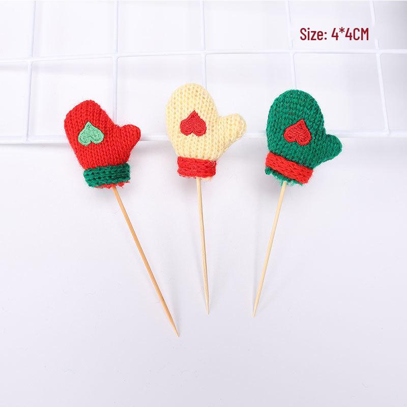 Handmade Mini Wool Gloves Christmas Cake Toppers and Tree Decorations