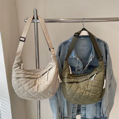 Women's Autumn and Winter New Embroidered Thread Plaid Large-capacity Underarm Bag Casual Simple Texture Shoulder Bag Fashion Bag