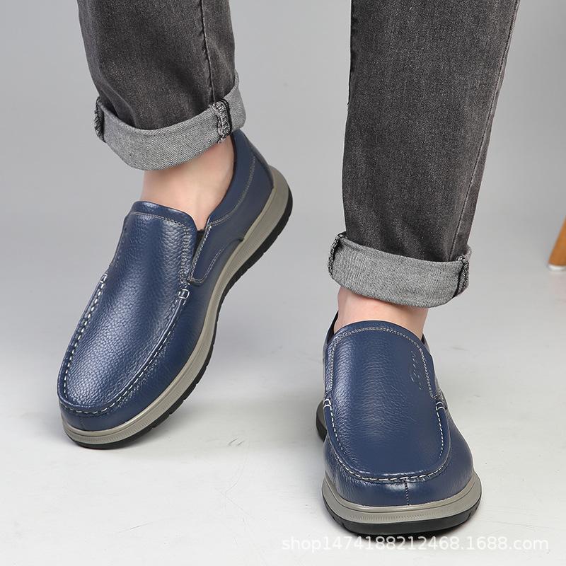 Men's shoes casual leather shoes men's first layer cowhide beanie shoes men's loafers 1351