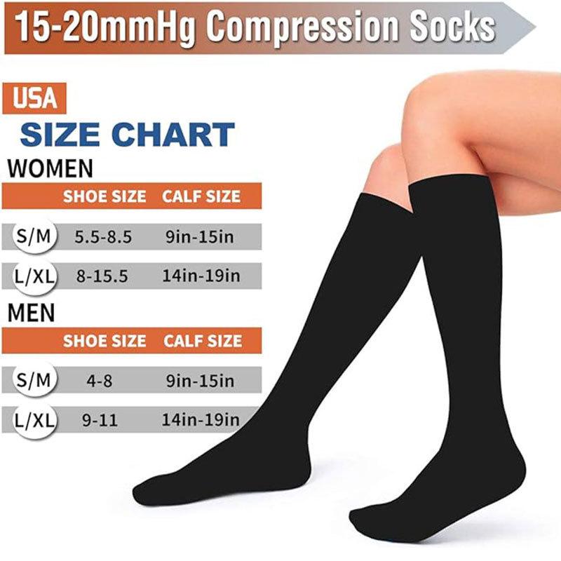 3-Pair Compression Socks for Outdoor Sports, Running, Fitness, Cycling, Jump Rope - Elastic Calf Support