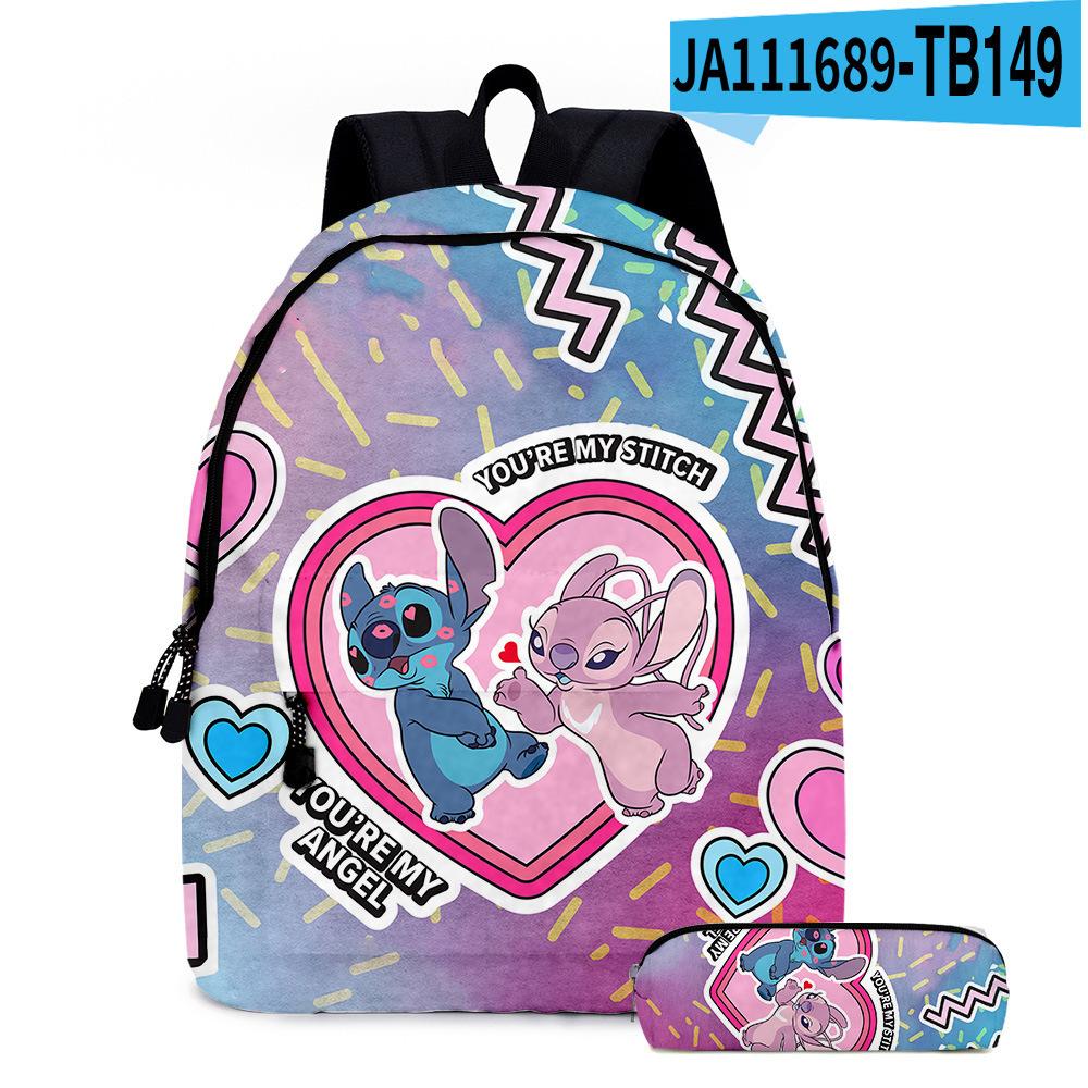 Stitc Cartoon Full Print Backpack Student Bag Pencil Case Two-Piece Set Children'S Backpack
