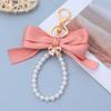 Creative  Big Bow Tie Key Chain Pearl Chain Keychain Women'S Bag Pendant Car Keychain Tote Hanging Ornament