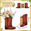 6 Pieces Western Cowboy Boots Flower Boxes Artwork Theme Party Decorations for TV Cabinet Bedroom Cafe Holiday Living Room