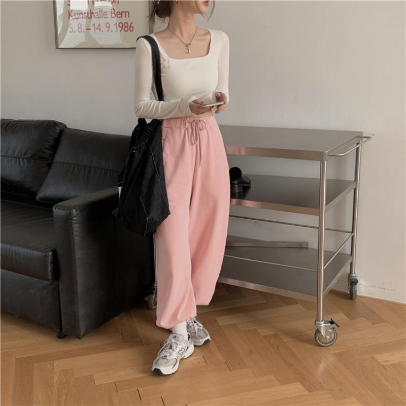 Square Neck Short Top Women's Base Shirt Long Sleeved T-shirt