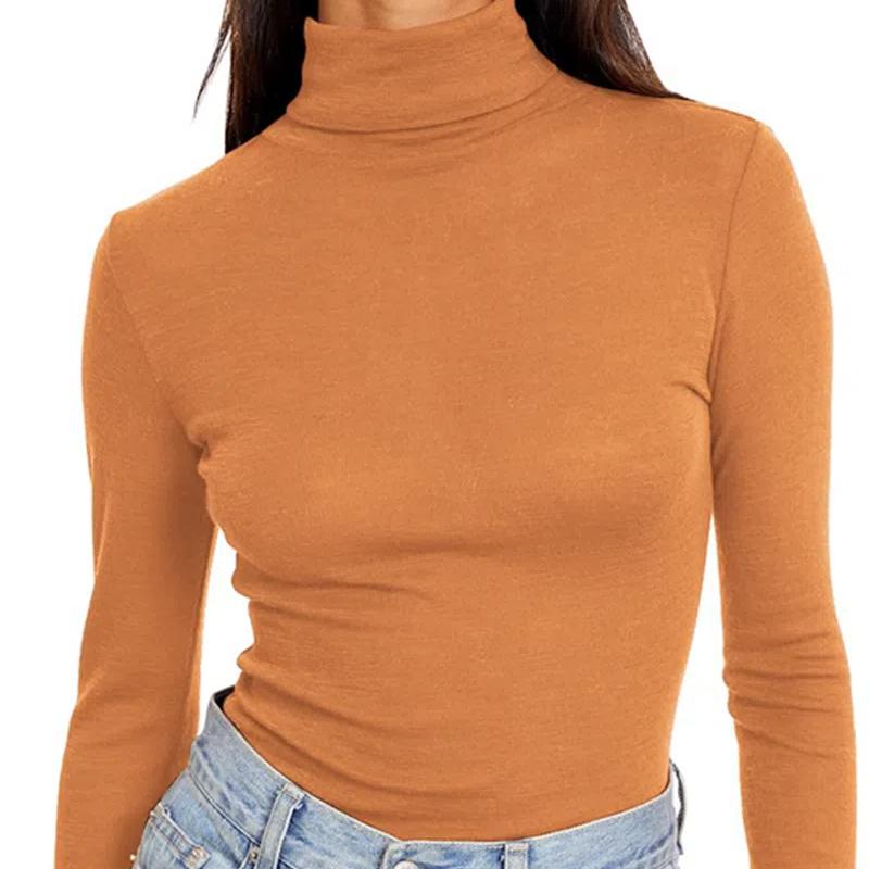 Women's Turtleneck Long Sleeve Shirts Fall Fashion Basic Thermal Underwear Tops Winter Clothes Turtleneck Top, Slim Fit Stretchy Mock Neck Shirt S-5XL
