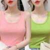 Simple and Chic Women's Plus Size Slim Fit Solid Color Tank Top for Spring and Summer - Wear As a Base or Outer Layer, Threaded Spaghetti Straps